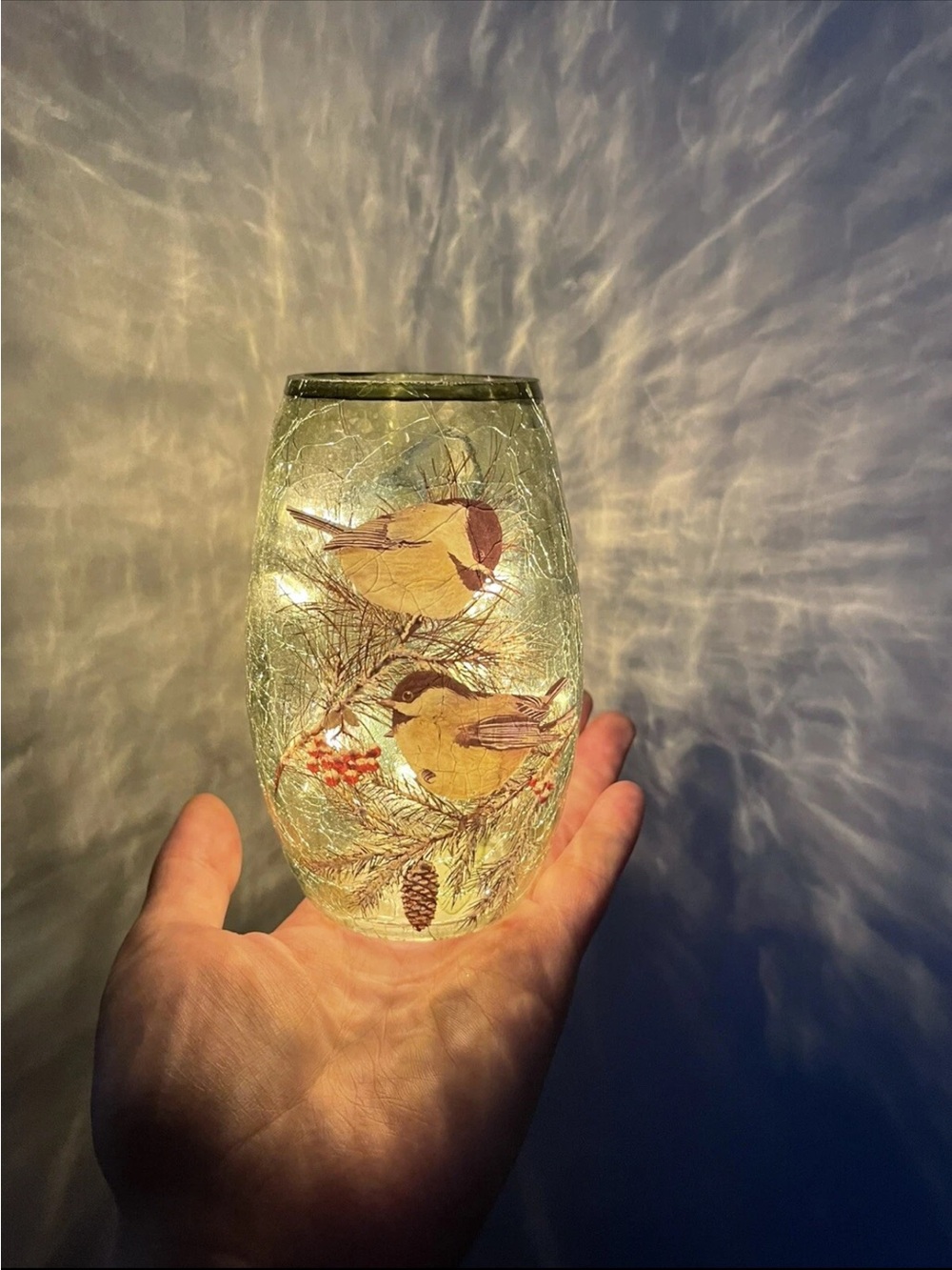 Bottle LED Fairy lights Bird pattern Cracked glass process